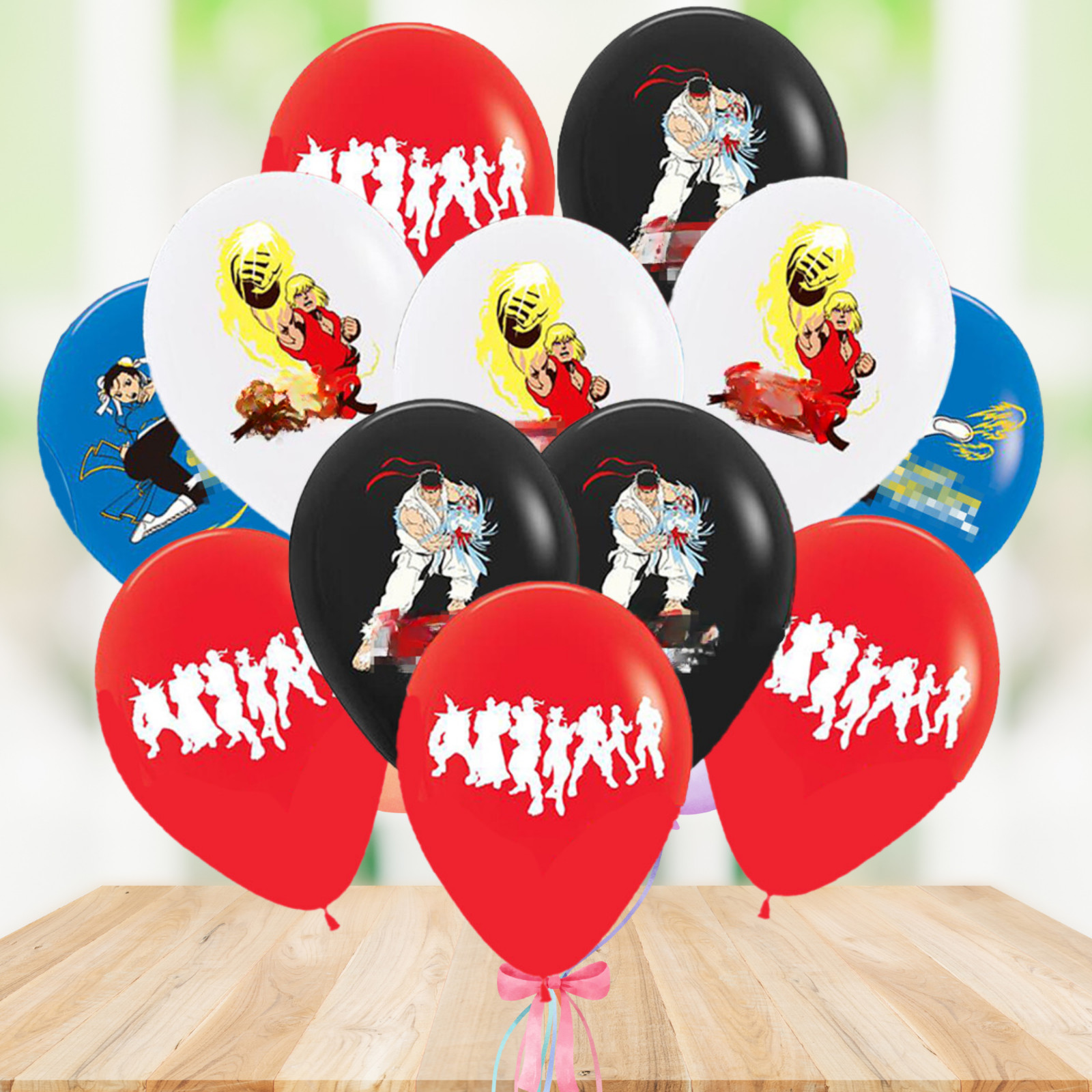 STREET FIGHTER balloon Cupcake Topper Party Decoration Supplies birthday banner