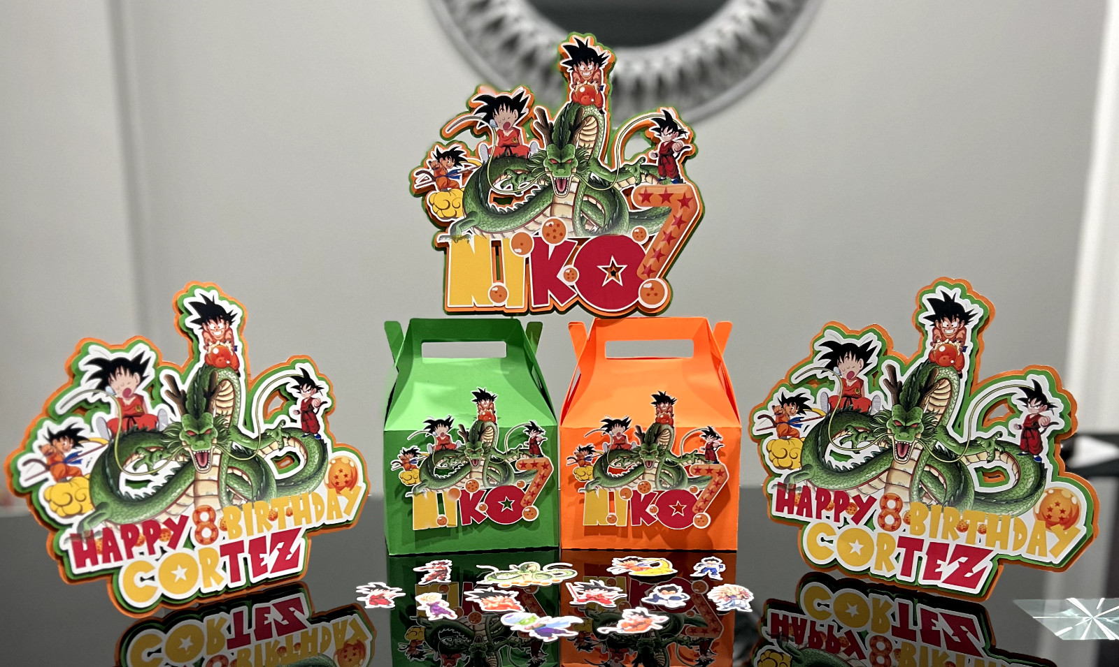 DRAGON BALL Z PERSONALIZED PARTY DECORATION, FAVOR BOXES, TABLE CENTERPIECE, ETC