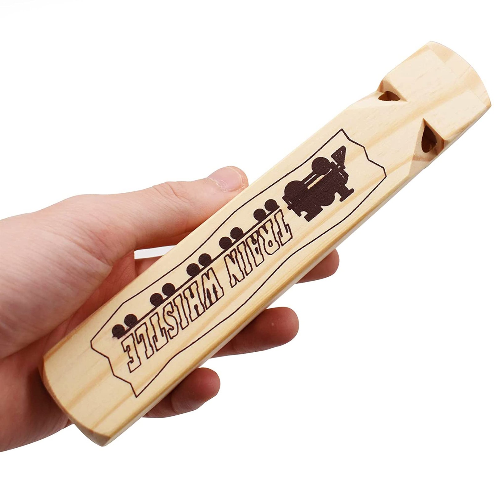 Solid Wood Train Whistle 4 Tones, Noisemaker Toys and Conductor Whistle for Birt