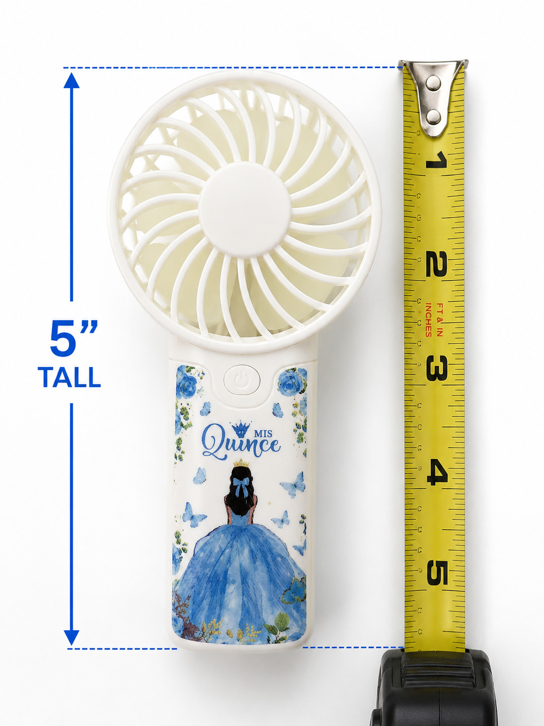 Lot of 18 Mis Quince Quinceañera Mini Handheld Fans Party Favors Blue 5″ New