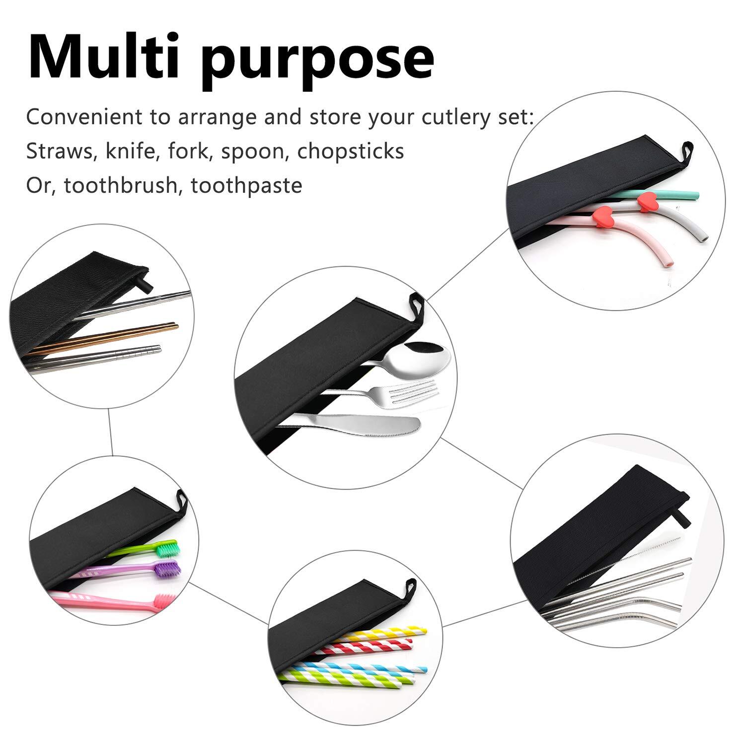 Reusable Straws Pouch Carrying Case For Metal Straws Paper Straw Plastic Straws