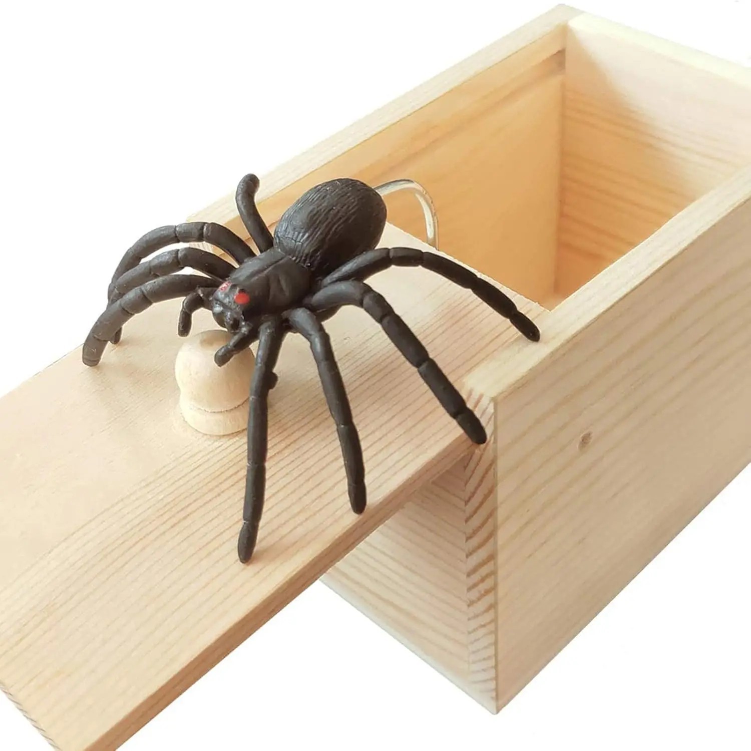 Wooden Spider Prank Box Jump Scare Surprise Gag Toy Funny Halloween Gift