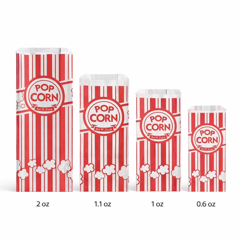 Carnival King #4 Popcorn Bags Kraft Paper 1.1oz Concession 3.75×1.75×9.5 1000