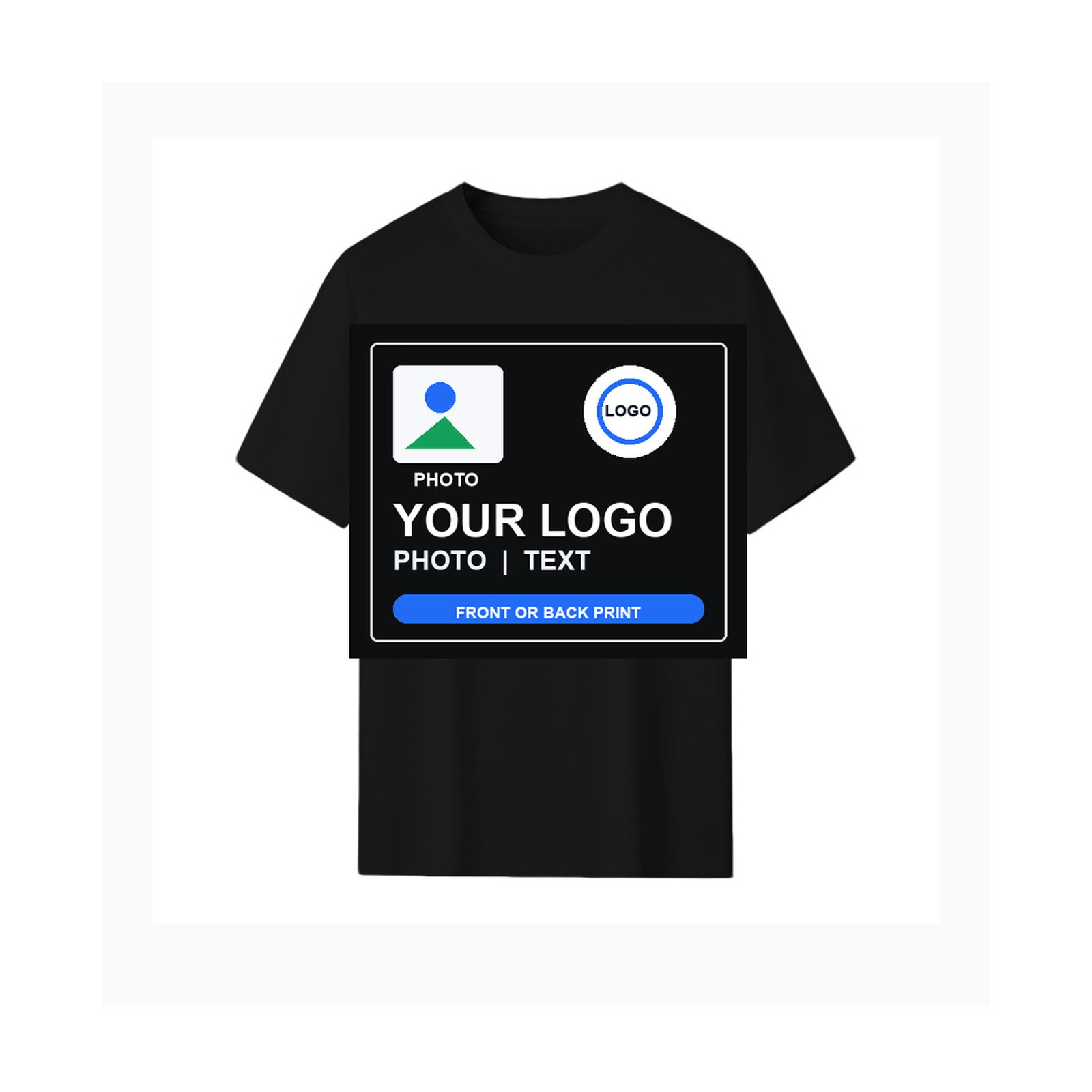 Custom Team Event T-Shirt Upload Logo Text Photo Front Back Cotton Tee