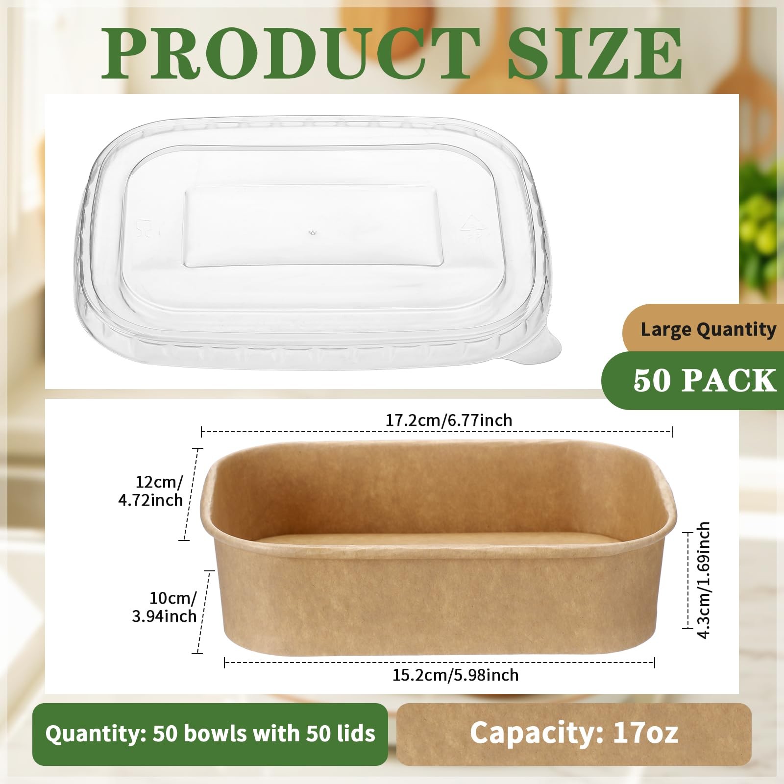 Maxdot 50 Pack Disposable Food Containers with Lids Paper Food Containers Bowls