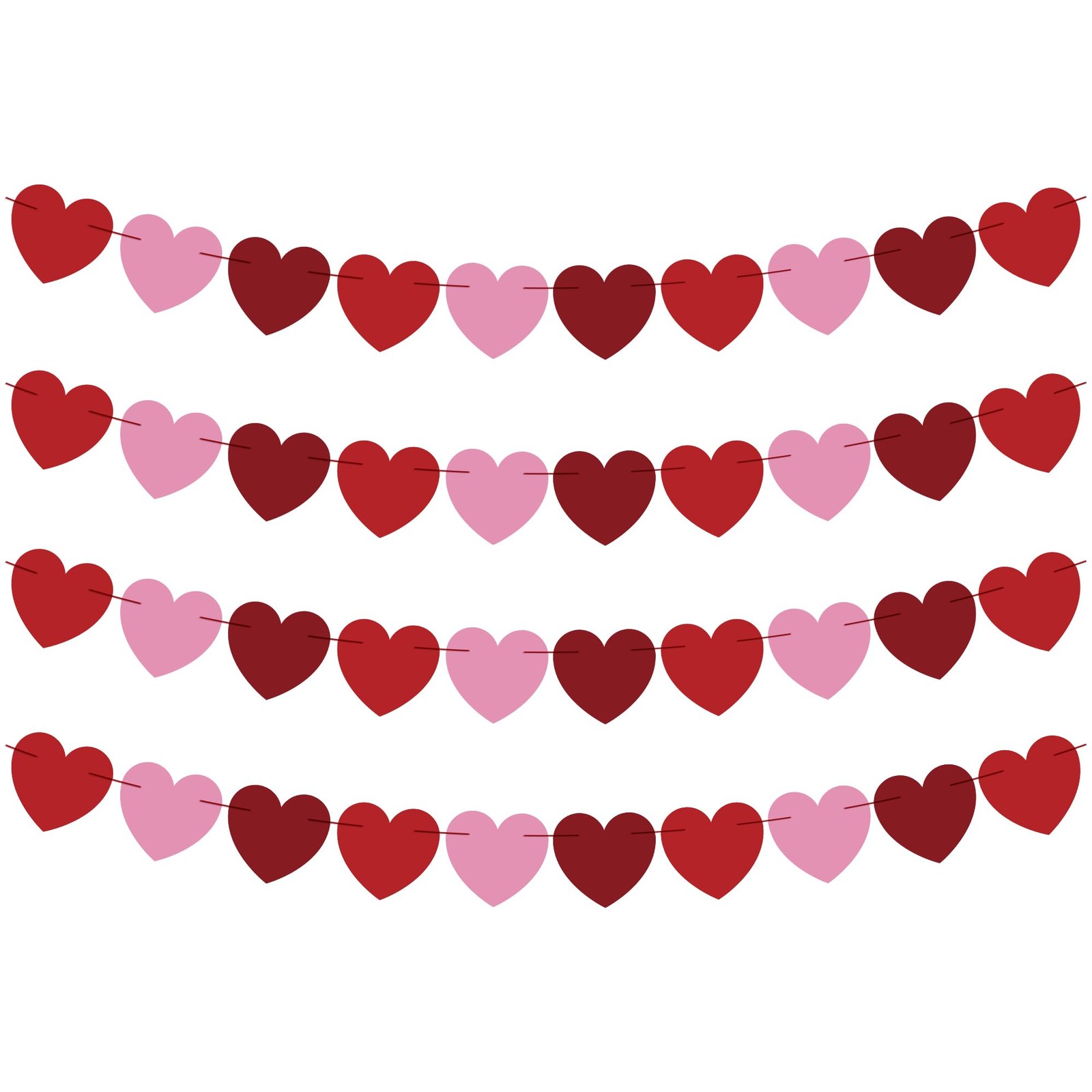 OHOME Valentines Day Decorations – Heart Valentine Garland Banner – 40 Pack