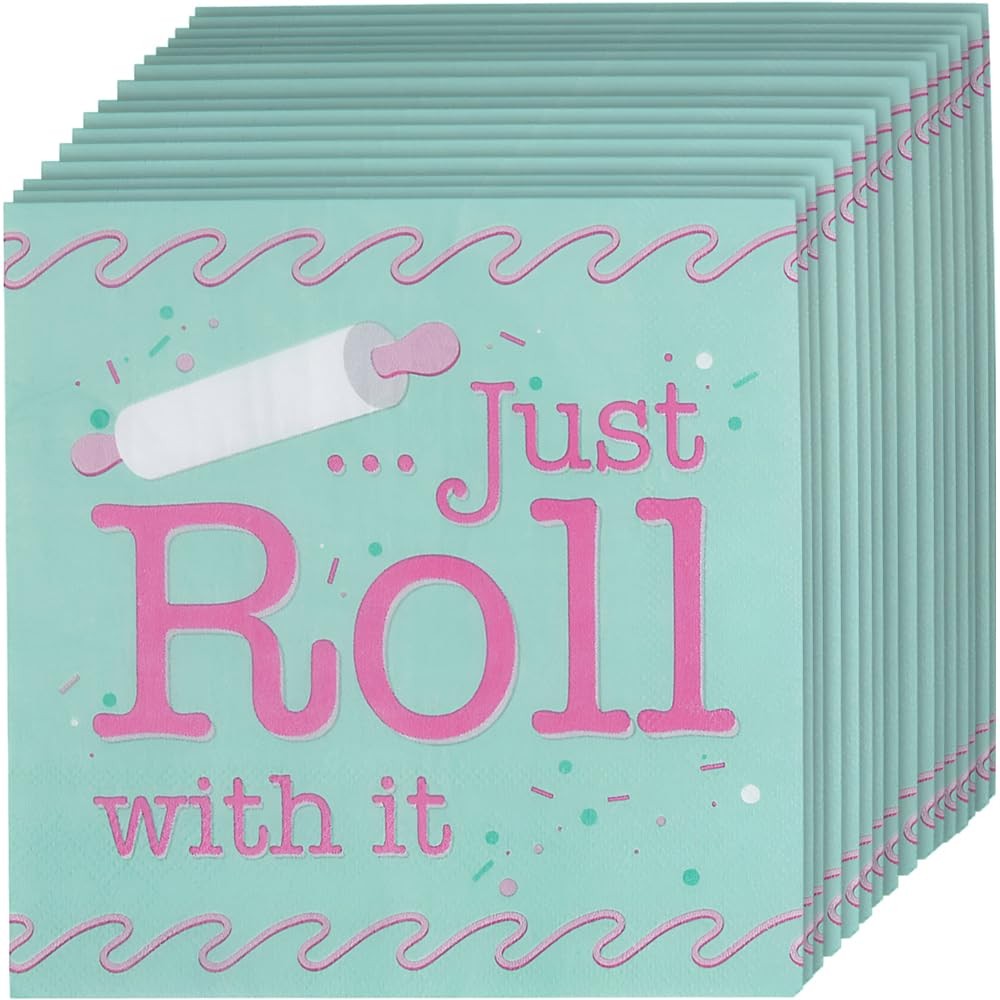 Baking Party Luncheon Napkins – Supplies – 16 6.5 inches, Green, Pink