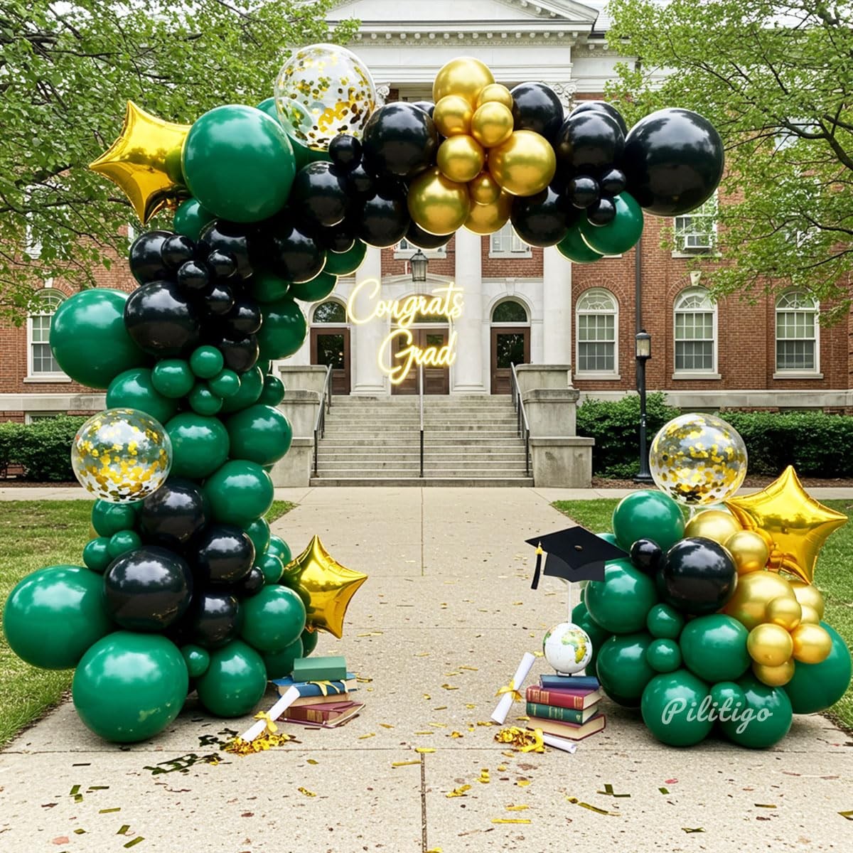 Double Dark Green Black Gold Balloon Arch Kit – 104Pcs Emerald Green Balloon …