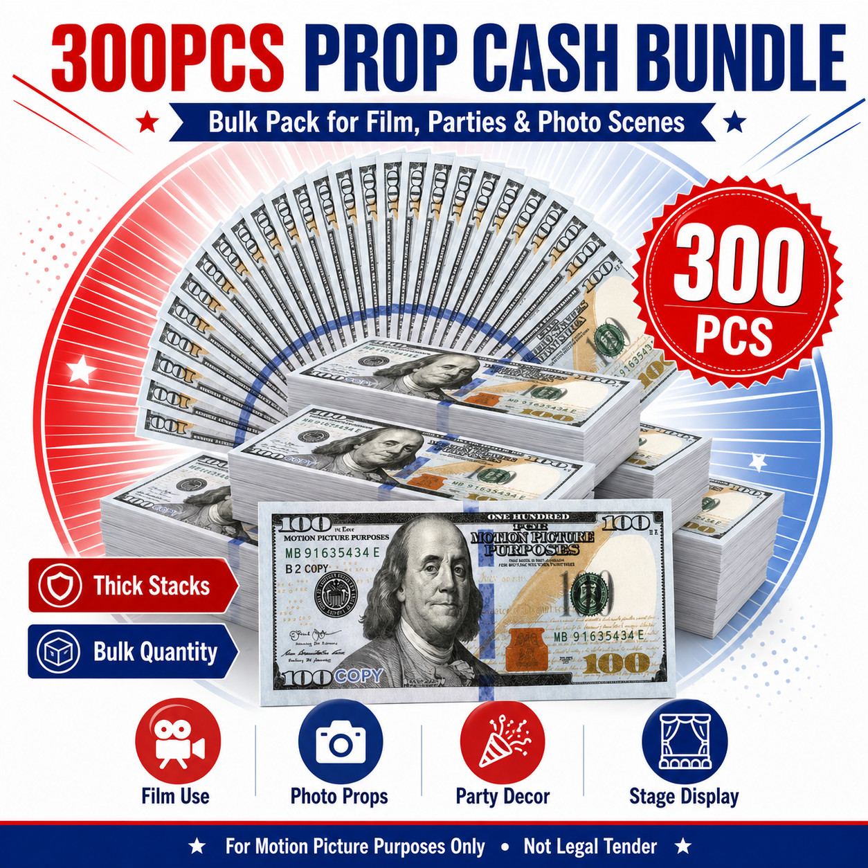 300 pcs Movie Props money Fake bills look real for video party,Education Toys