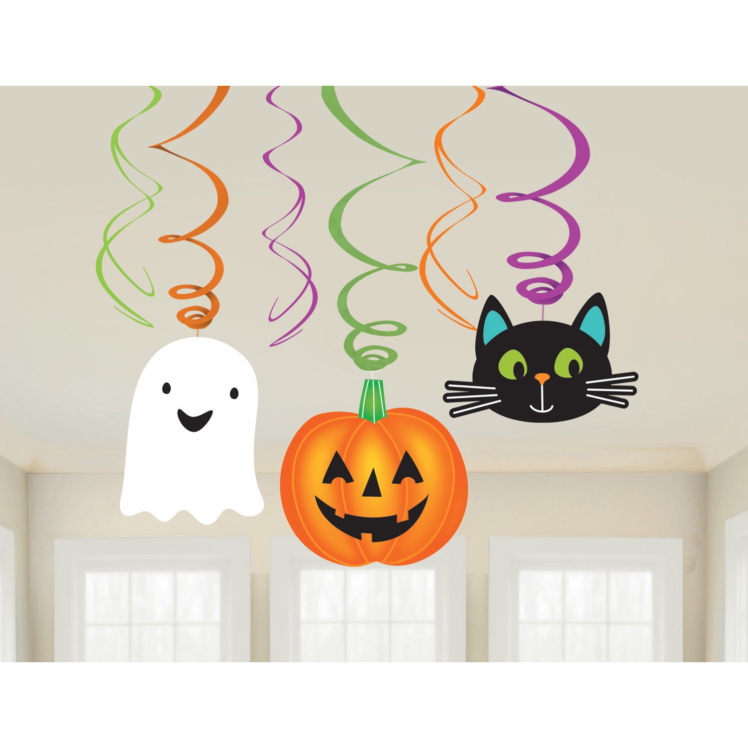 Halloween Party Decorations Hanging Swirls Family Friendly Ghost Pumpkin Cat