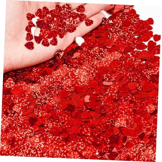 1500pcs/50g Valentines Day Hearts Confetti Decorations,Heart Iridescent Red