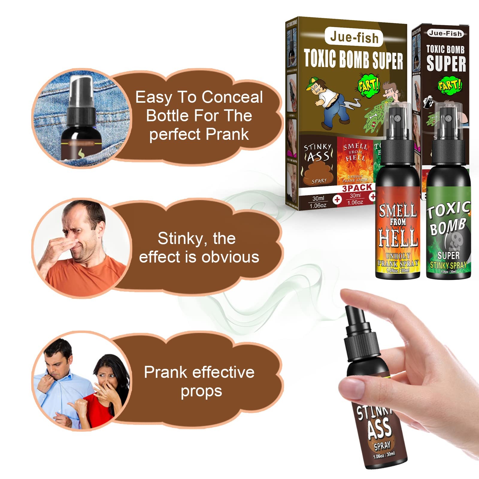 3P Fart Spray Extra Strong 30ml Potent Stink Non Toxic Bomb Prank Gag Gifts