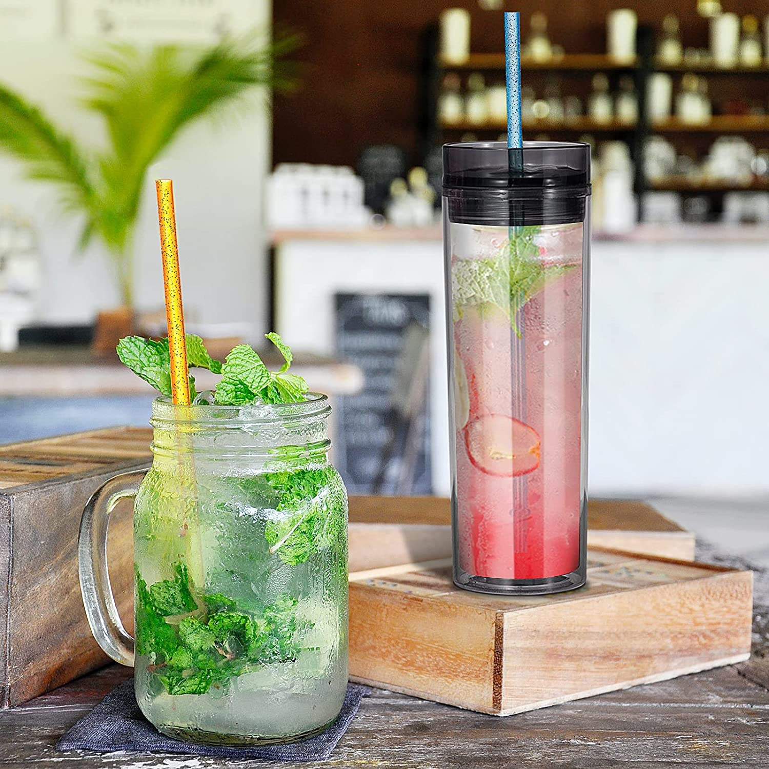 Glitter Reusable Colorful Straws 11″ Sparkle Tumbler Drinking Jar BPA Free 12 PC
