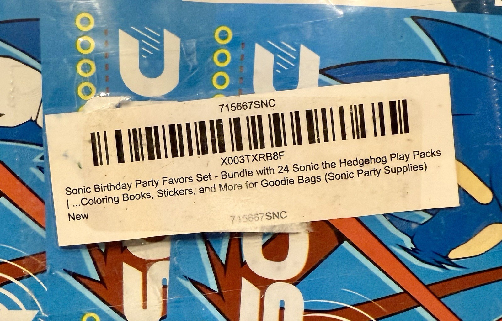 Sonic Birthday Party Favors Sonic the Hedgehog Activity Bag Lot Of 24 New