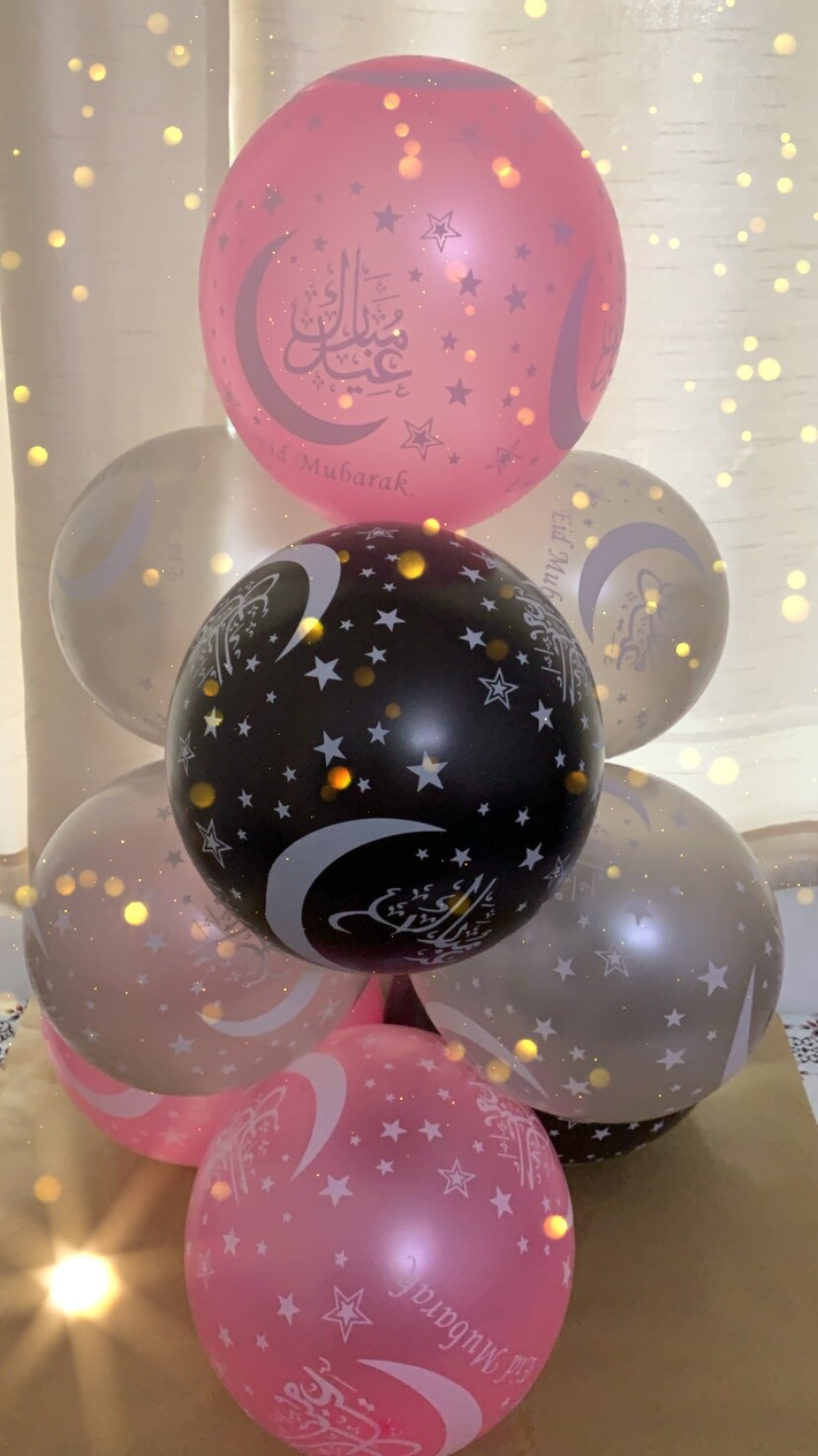 New Multi Colour Eid Mubarak Party Decoration Balloon Happy Celebration Pack 10 