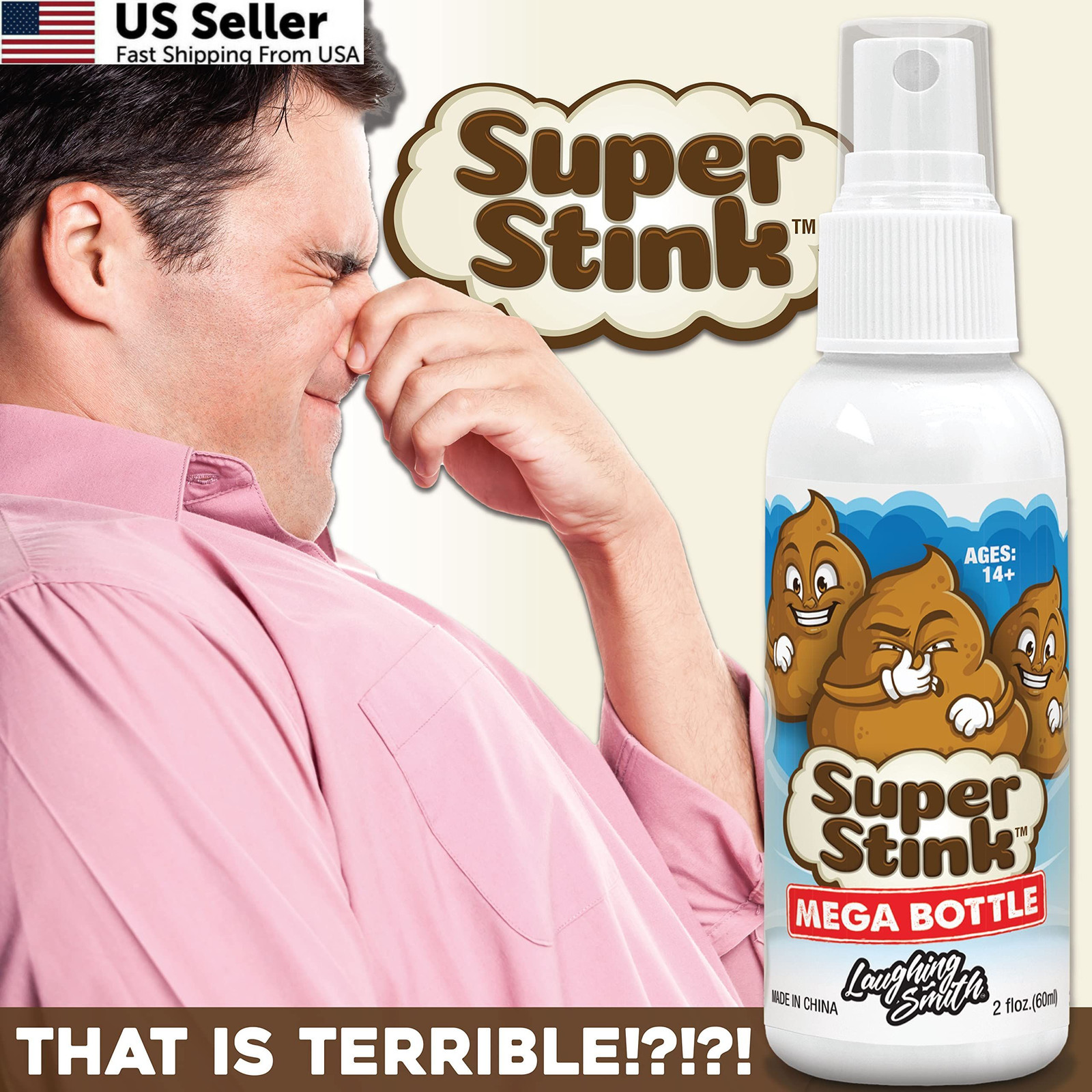 SUPER STINK (Mega Size 60ml) – Fart Spray – ‘Insanely Strong’ zzzz-s, Brown
