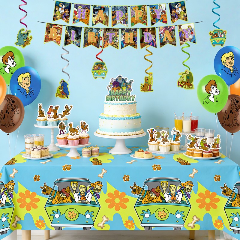 33 Pcs ScoobyDoo Party Decorations Birthday Party Supplies Banner Cake Topper