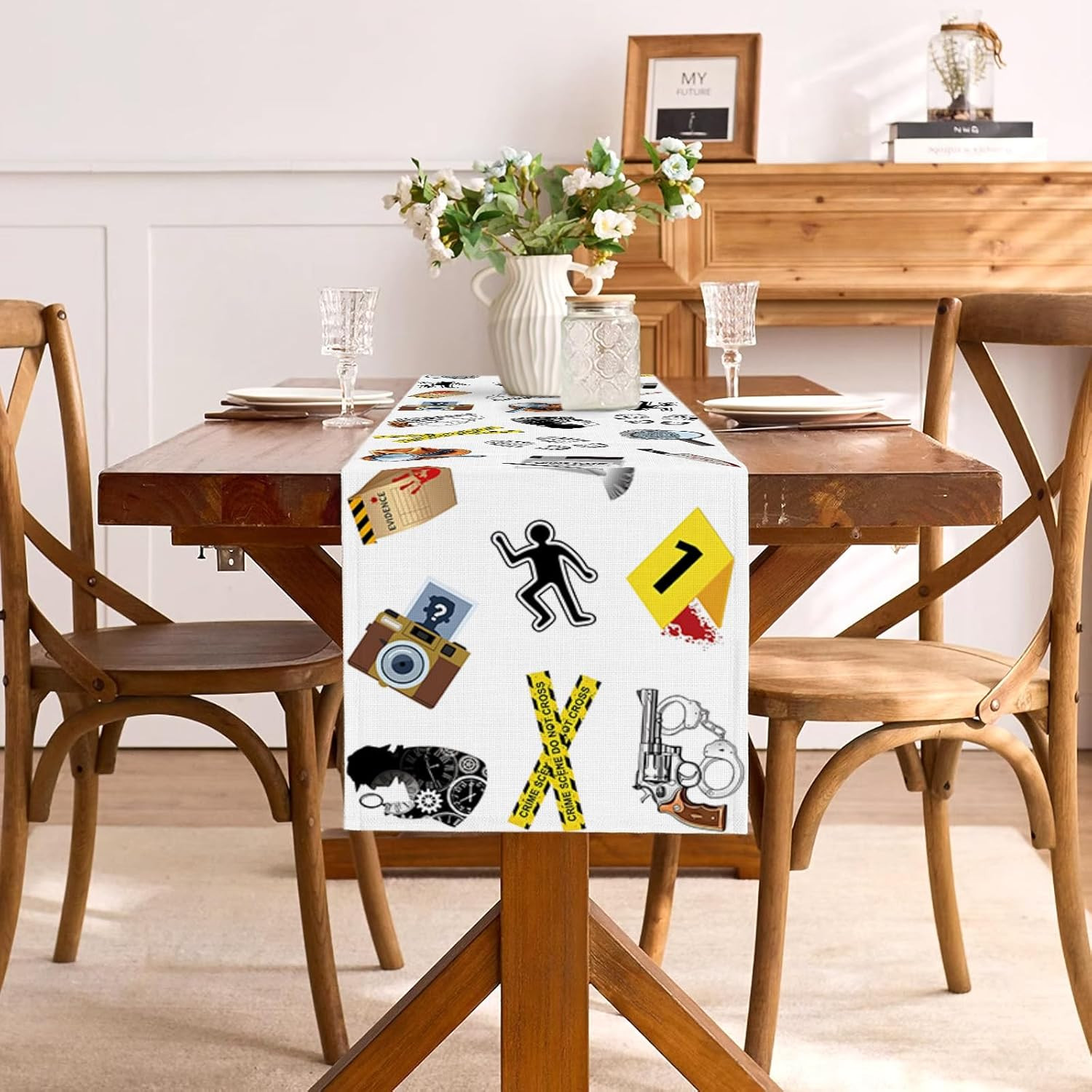 Detective Party Table Runner Spy Murder Mystery Theme Birthday Party Decoration
