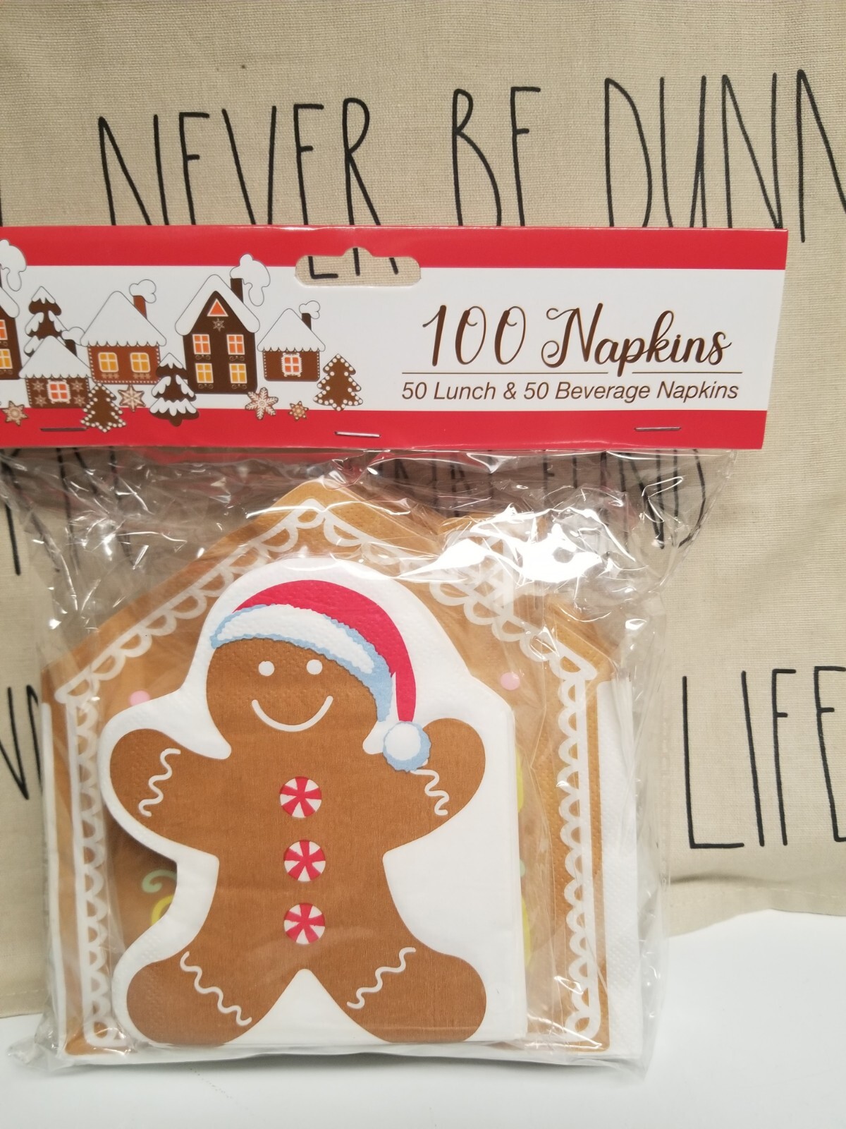 100 x Christmas Gingerbread House & Man Paper Napkins Party Lunch Picnic, NEW!