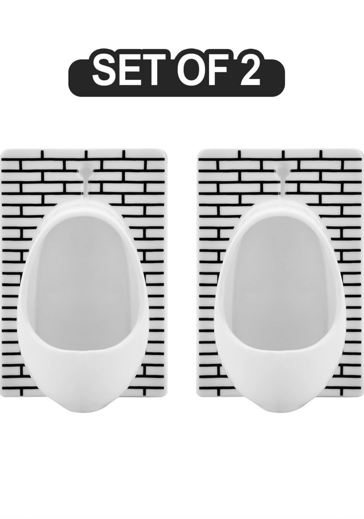 Brand New White Elephant Gifts Urinal Shot Glasses Set of 2 Odd Funny Gag Gifts