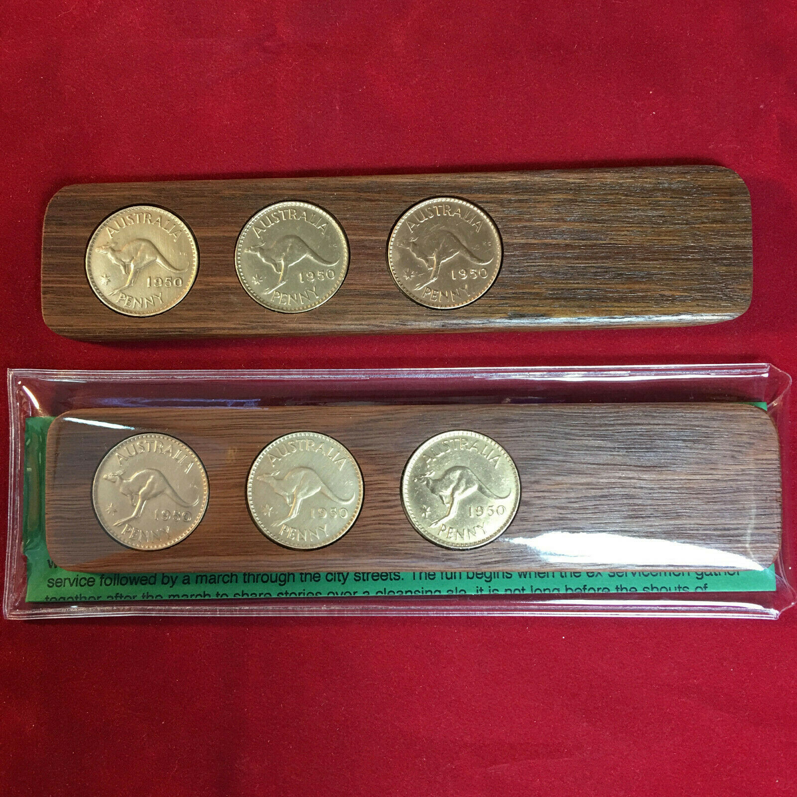 70th Birthday Gift Present Hardwood Two-Up Game 1954 Australian pennies two up