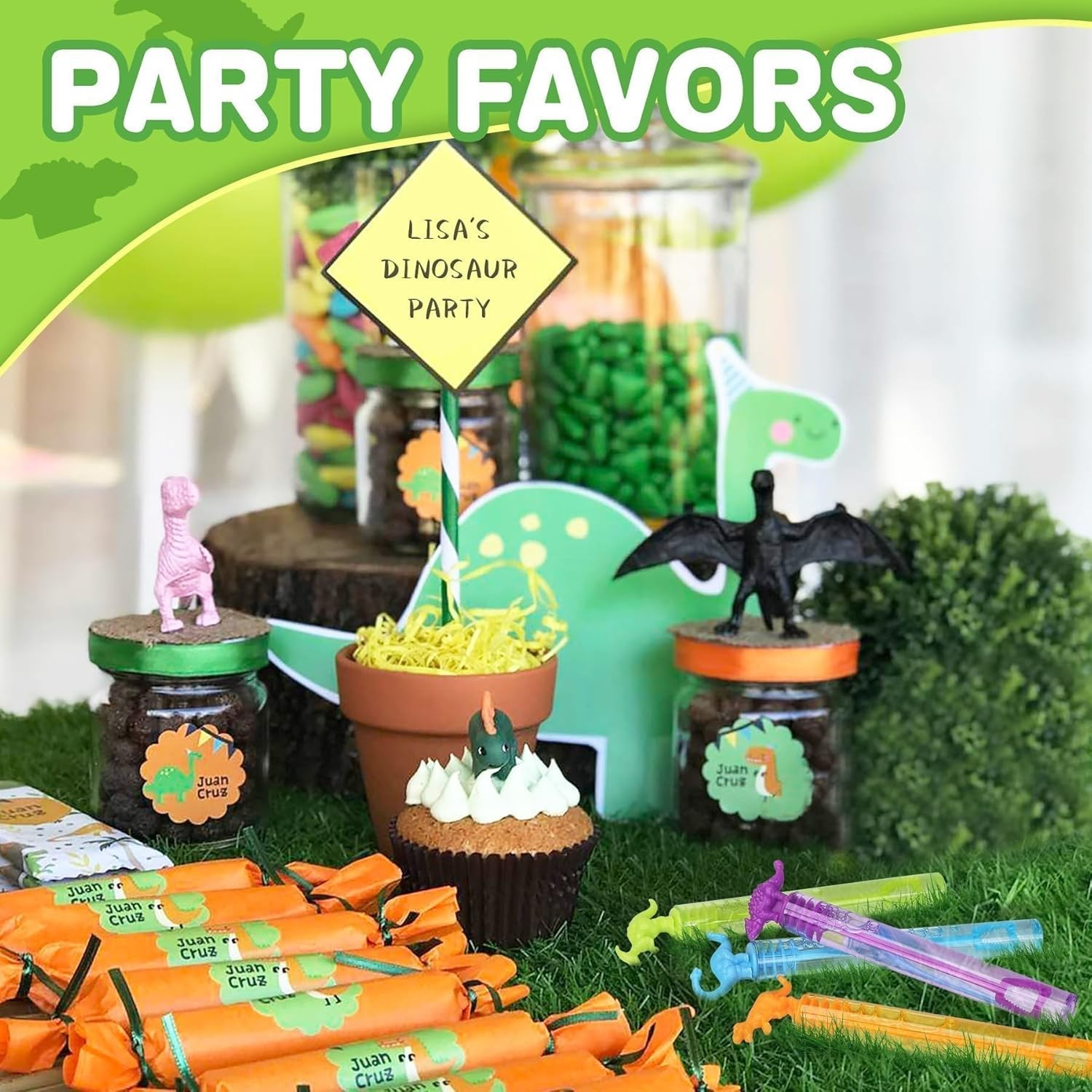Vivid 32 Pack Dinosaur Bubble Wands – Engaging Multi-Color Party Supplies