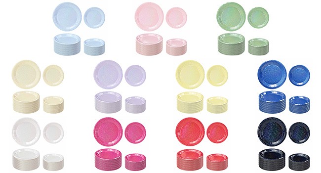 50 Pcs Iridescent Light Pink Paper Plates 25 × 7” and 25 × 9” Disposable Pink