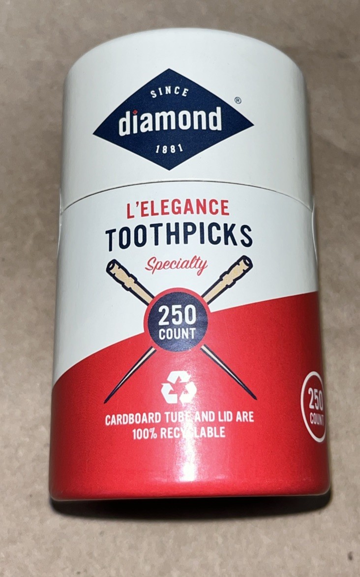 250 DIAMOND L’Elegance rOund WOOD Elegance TOOTHPICKS 2.5″ Elegant wooden Picks