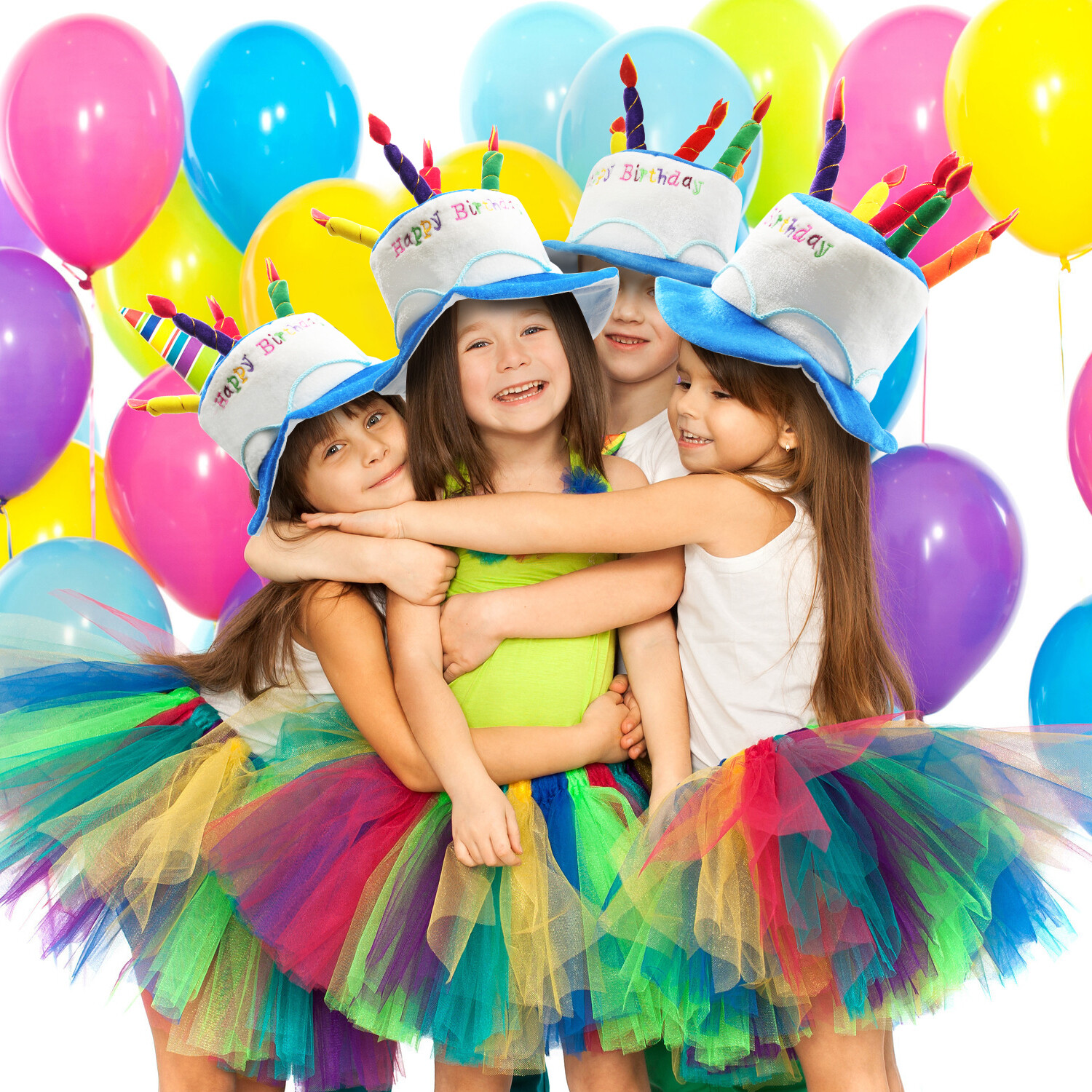 Blue Plush Happy Birthday Cake Hat – Unisex Adult Size Fancy Dress Party Hats