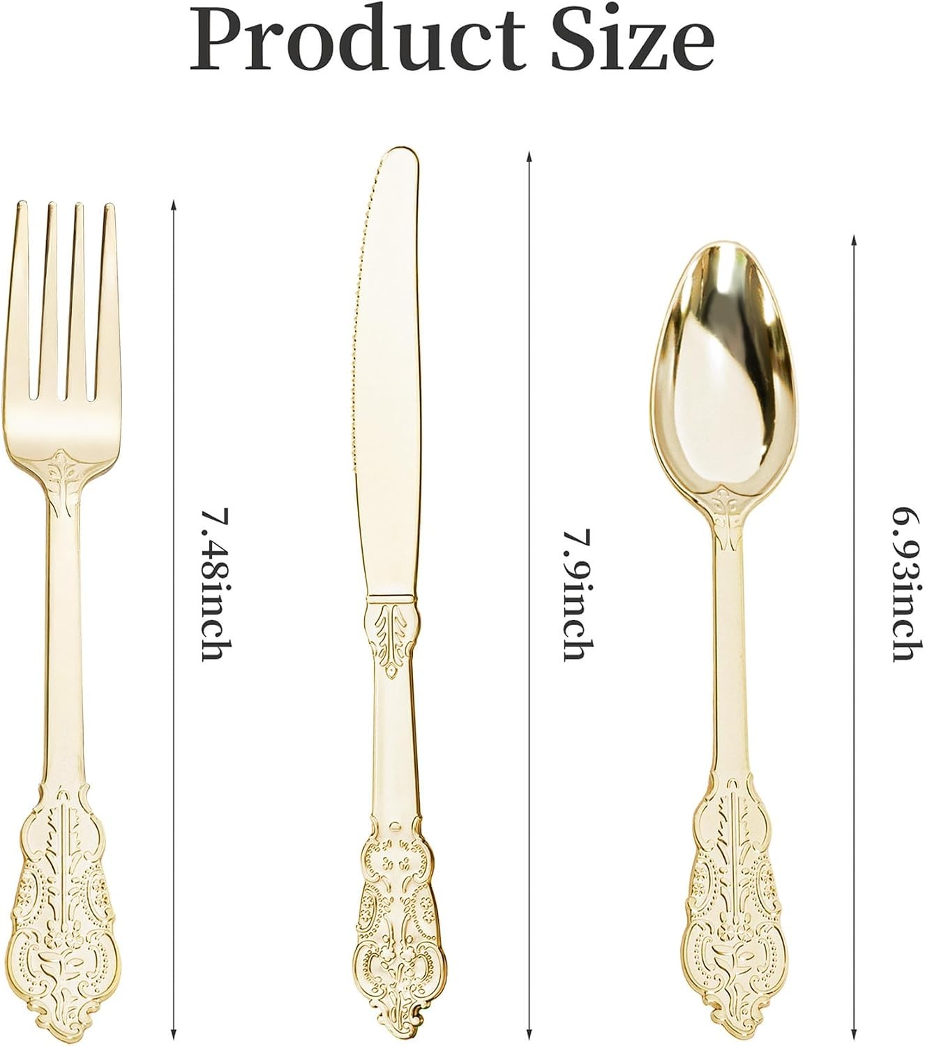 80PCS Gold Plastic Silverware Set Disposable Utensils – Include 30 Forks, 25