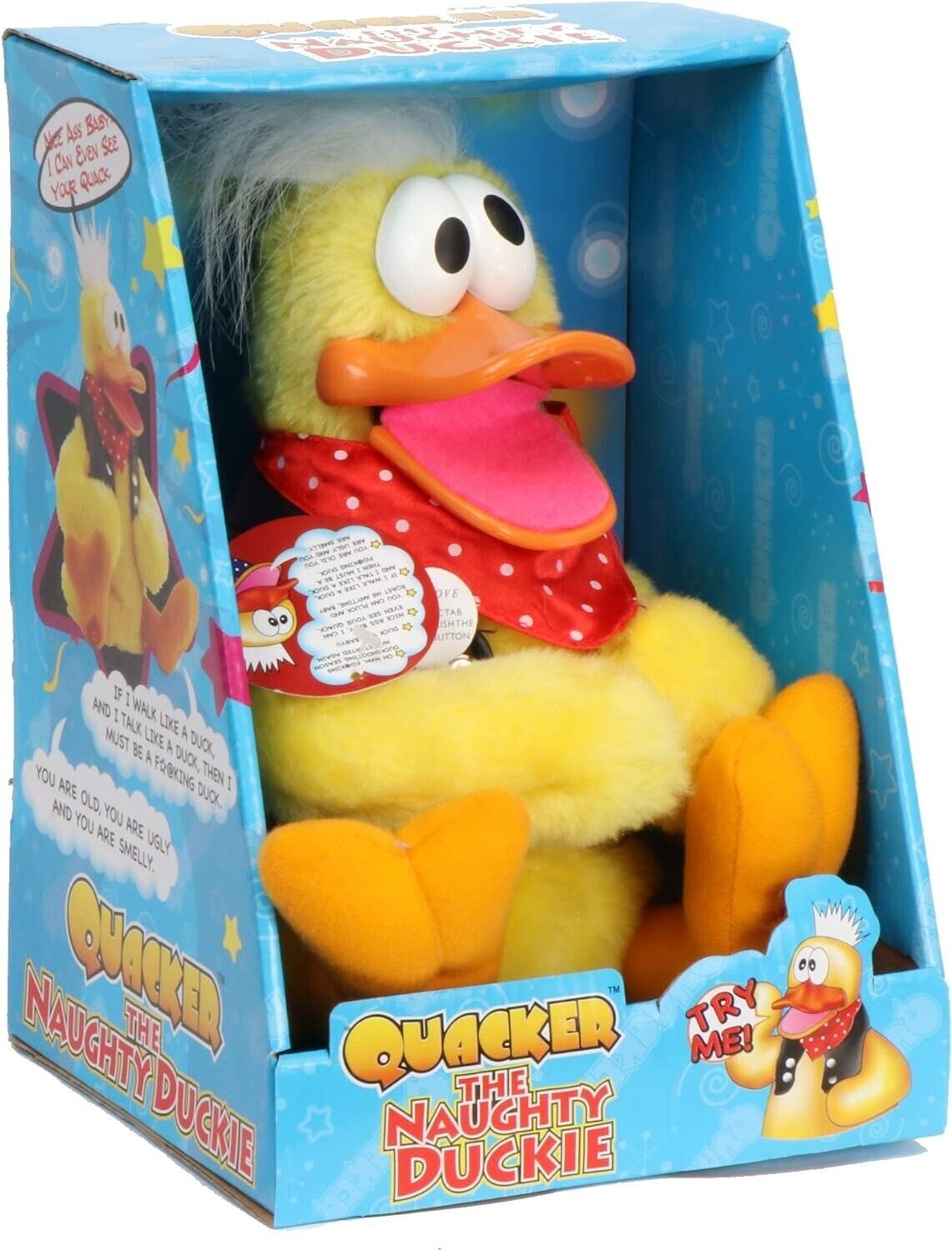 Quacker The Naughty Duckie – Rude Offensive Talking Duck – Adult Gag Gift Joke