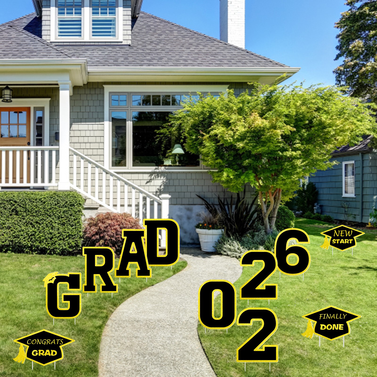 2026 Grad Yard Sign 11Pcs Class of 2026 Graduation Decorations Lawn Sign Outdoor