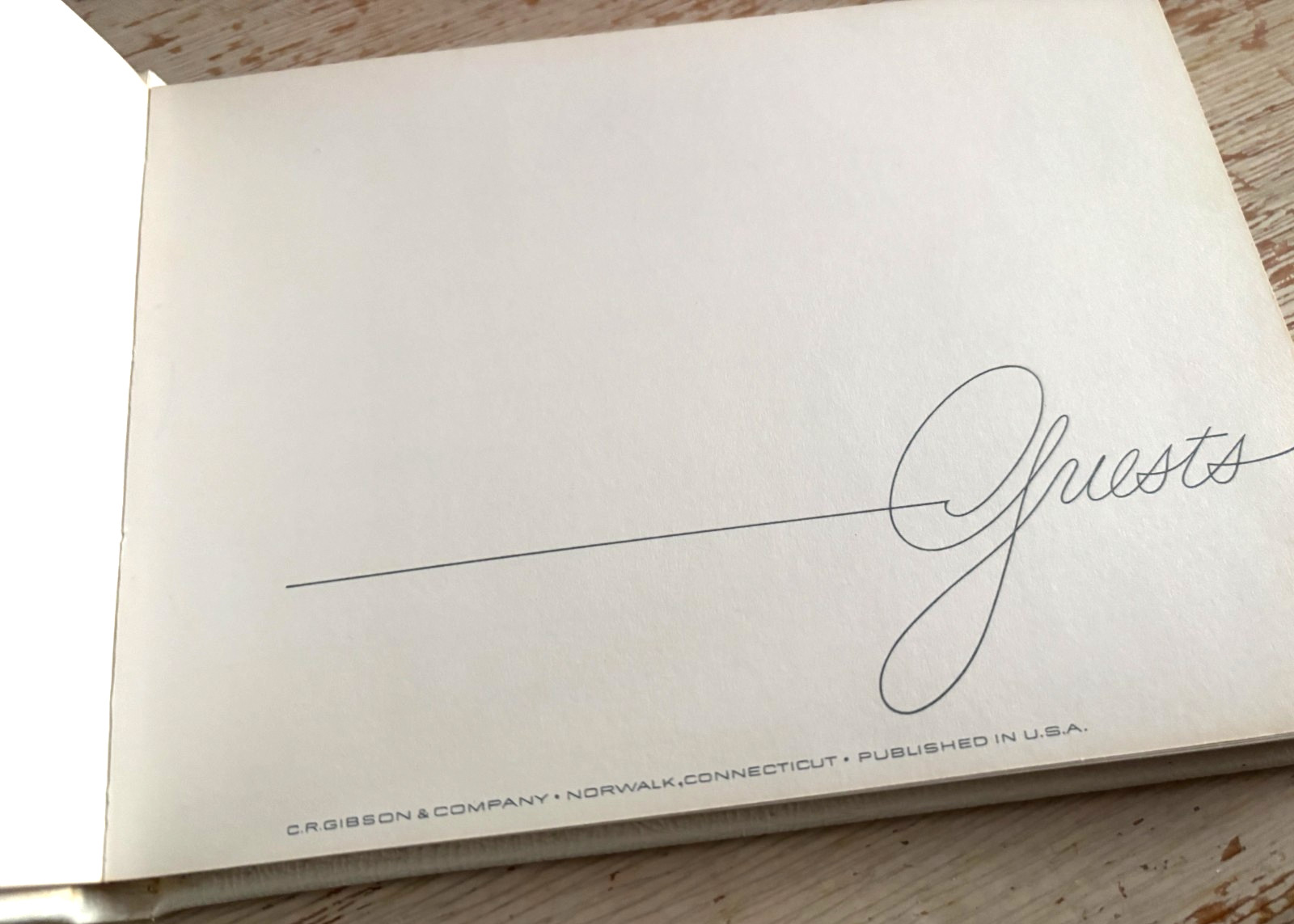 Vtg 6X7″ Unused CR GIBSON White Leatherette Silver Lettering GUEST BOOK G7722-2