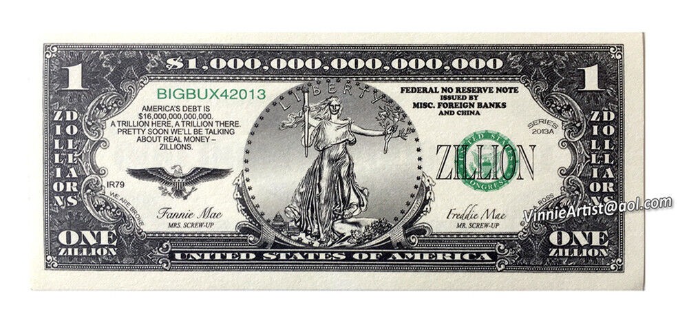 10 TOTAL – Zillion Dollar Funny Money Bills Party Novelty Fake Casino Poker Joke