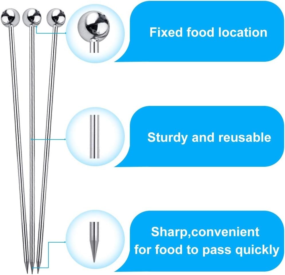 15PCS Cocktail Picks for Drinks, Stainless Steel Cocktail Toothpicks, Reusabl…