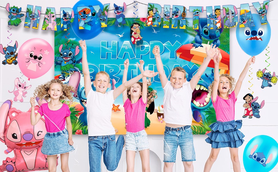Lilo and Stitch Party Supplies Stitch Birthday Decorations Balloons Set Backdrop