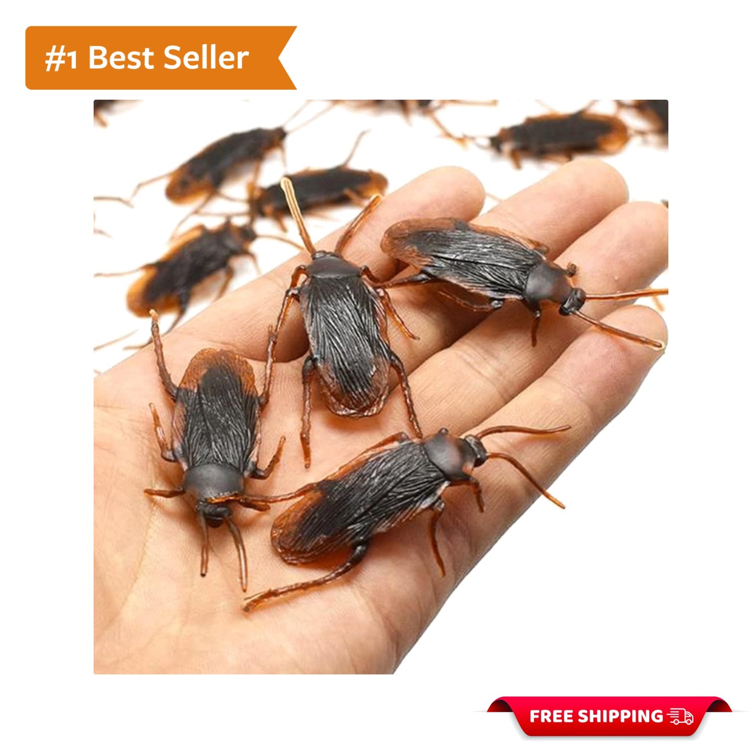 10-Piece Realistic Prank Cockroaches for Thrilling Party Fun – Brown Bugs