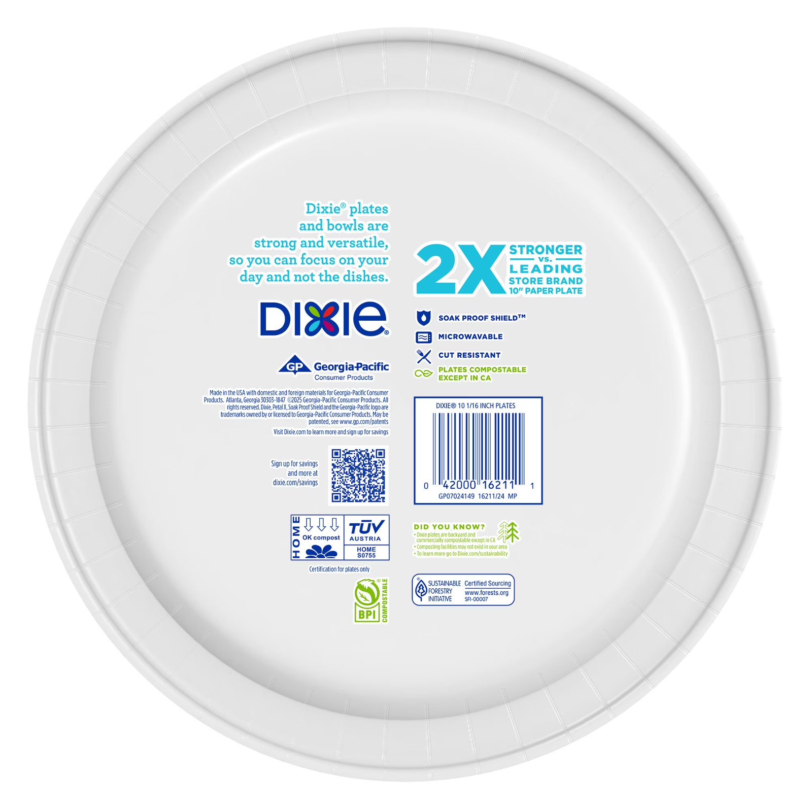 Dixie Disposable Paper Plates, 10″, Multi-Color, 50 Count