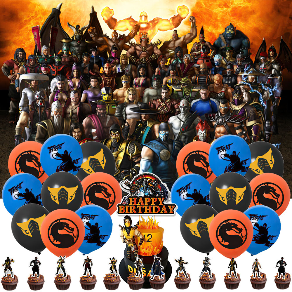 Mortal Kombat Party Supplies Birthday Decor Set Balloons Cake Toppers Banner