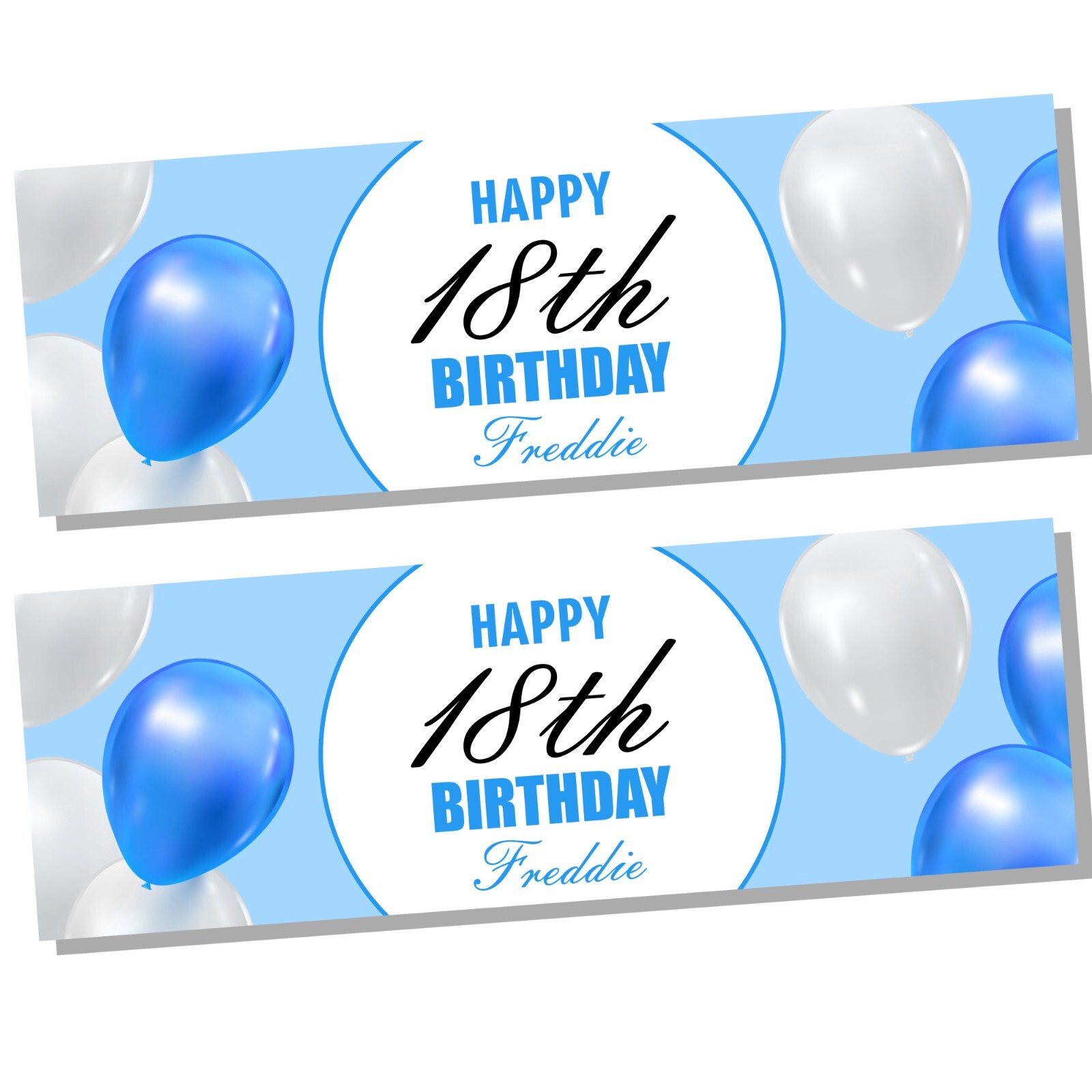 2 X Personalised Balloon Birthday Christening Banner with any name and age
