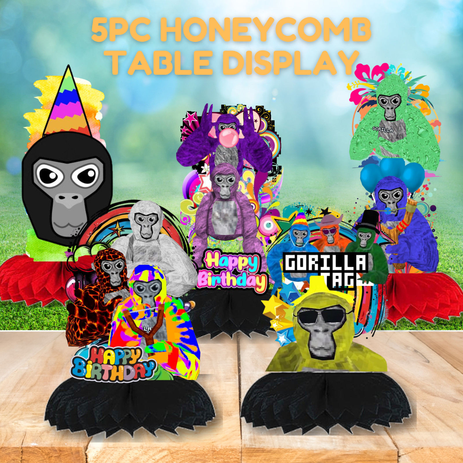 Gorilla tag Party Supplies happy birthday centerpiece decoration gift box favor
