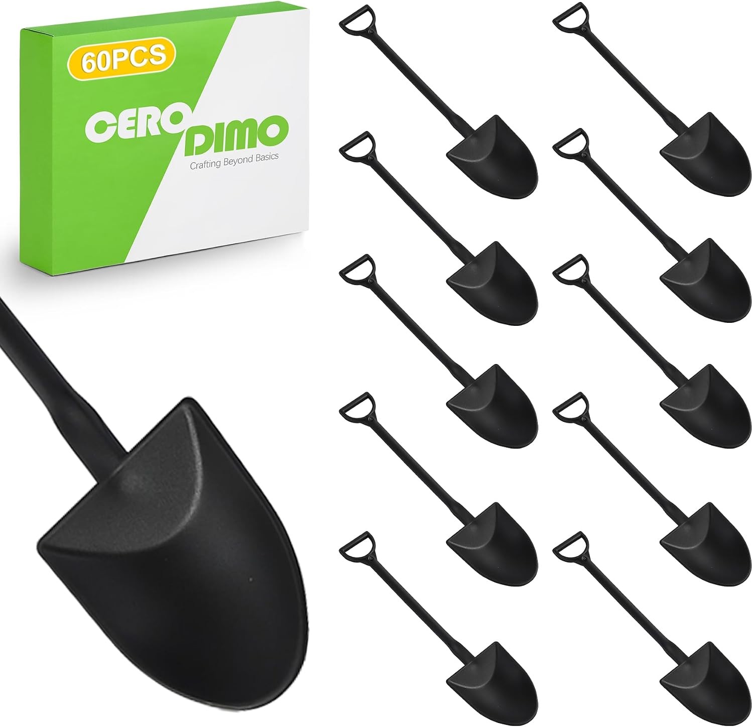 60 – Pcs Mini Shovel Shape Spoons, Tiny Disposable Plastic Dessert Spoons, Party