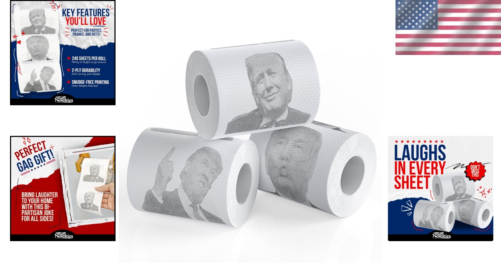 Novelty Political Humor Toilet Paper – 3 Rolls, 240 Sheets – Perfect for Parties