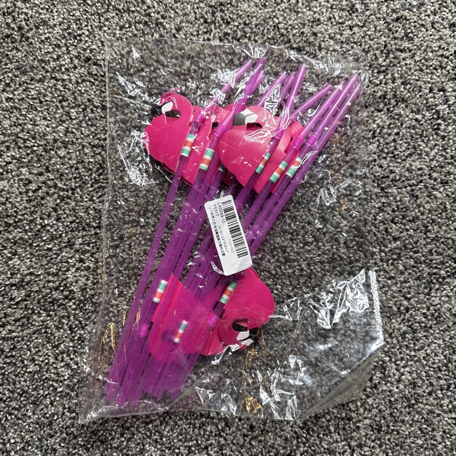 10 Party Table Luau Decor Pink Flamingo Straws Plastic Bendable