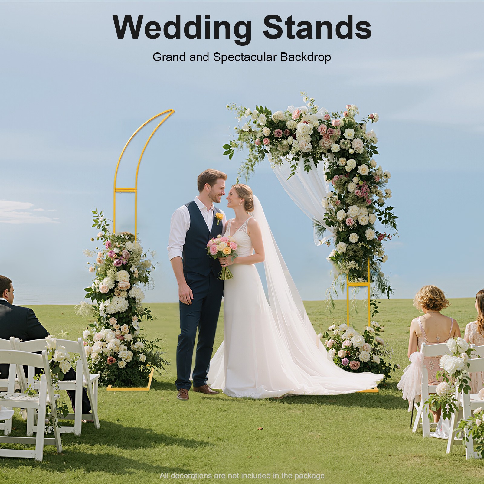 Wedding Arch 2 Pack Decorative Stand 2.1m 1.9m Metal for Ceremony Party Decor