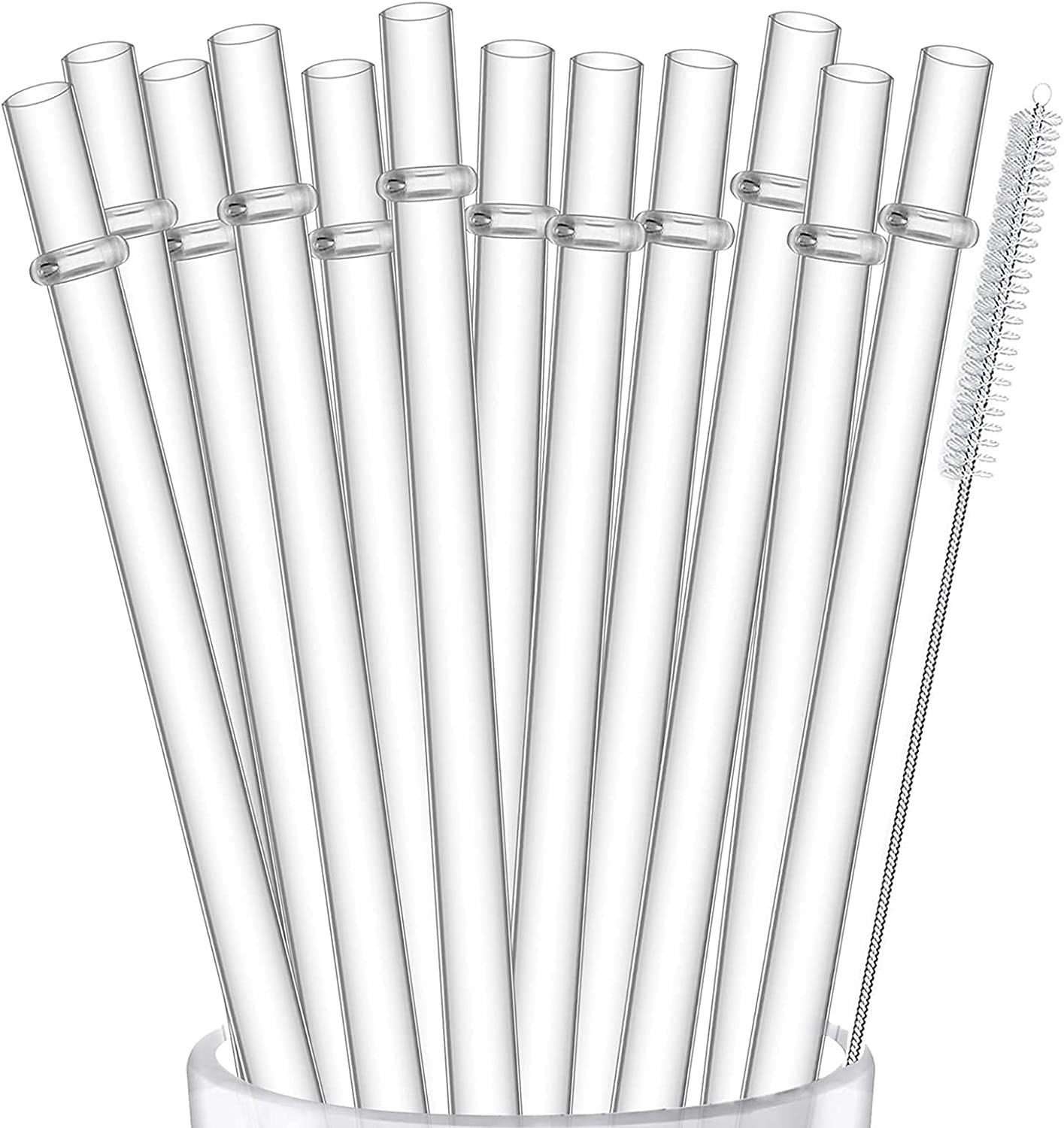 ALINK 12-Pack Reusable Hard Plastic Clear Straws, 10.5 in X 0.3 in Tumbler