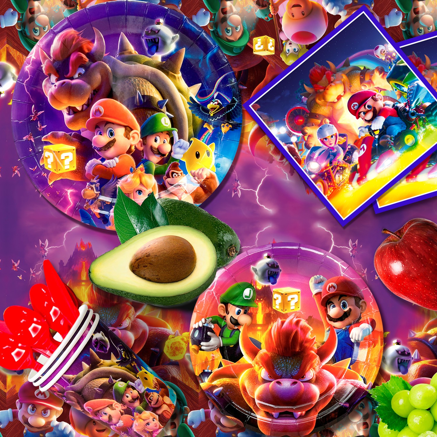 Super Mario Party Decoration Game Birthday Supplies Set Balloon Plates Backdrop
