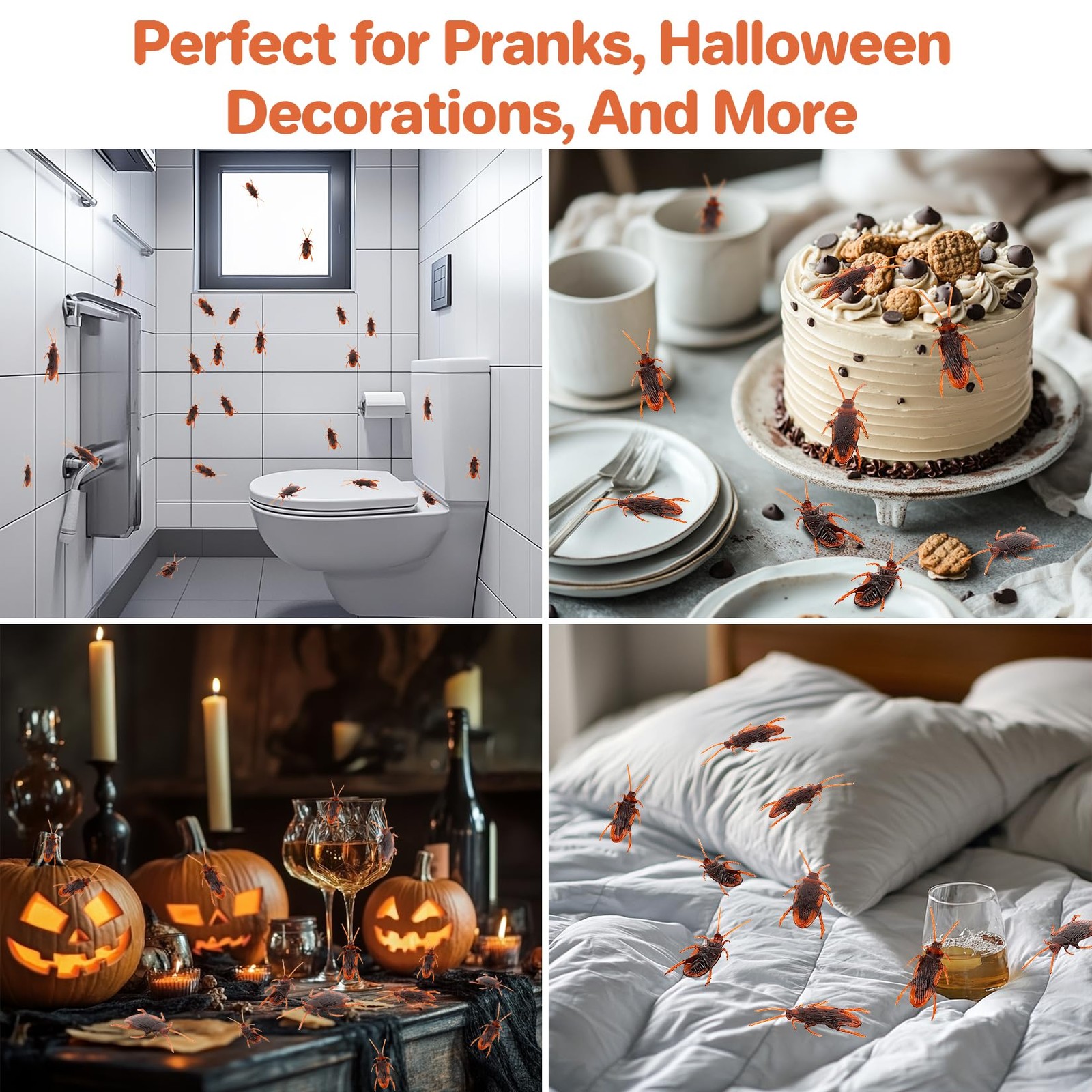 150 PCS Premium Fake Cockroaches – Realistic Fake Roaches Plastic Bugs Pranks…