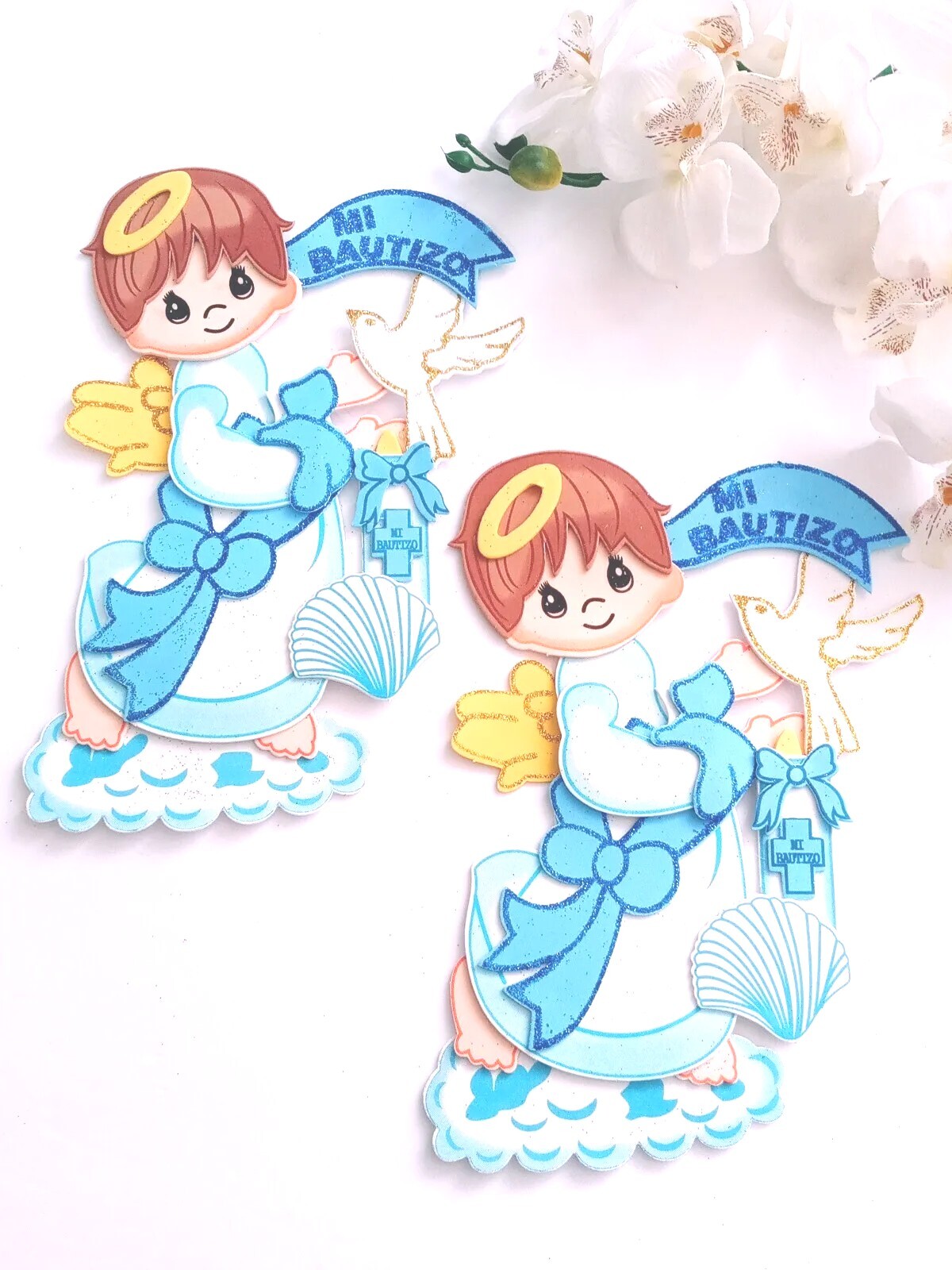10 Baptism Foam Favors Blue Angel Boy 10″ Centerpiece Recuerdos Bautizo De Nino