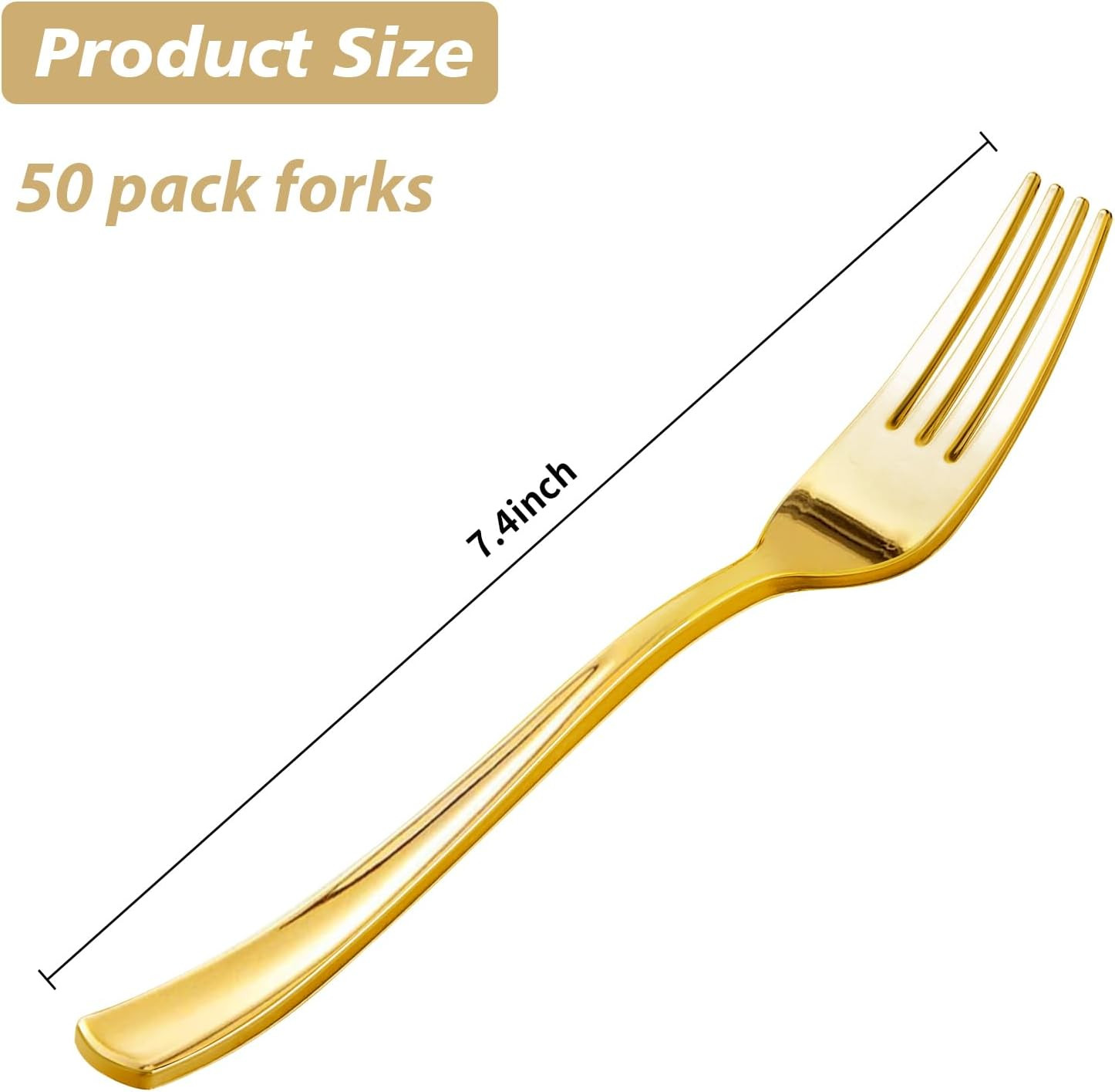 50 Pack Gold Plastic Forks, Heavy Duty Forks Disposable, Plastic Cutlery Perfect